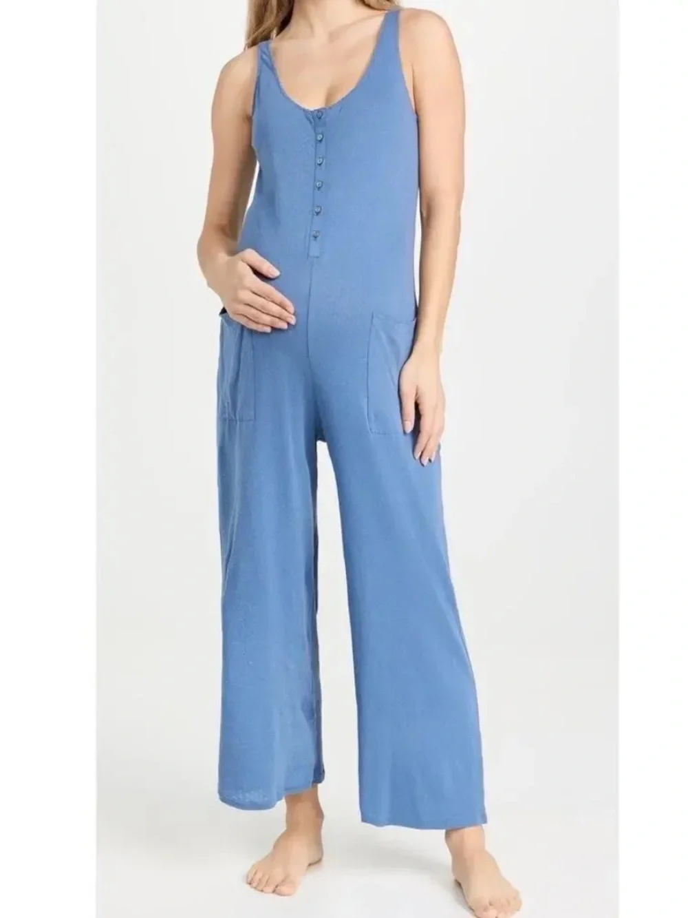 HATCH Collection 24/7 Feeding Jumpsuit Blue Maternity Casual Athleisure Women XS